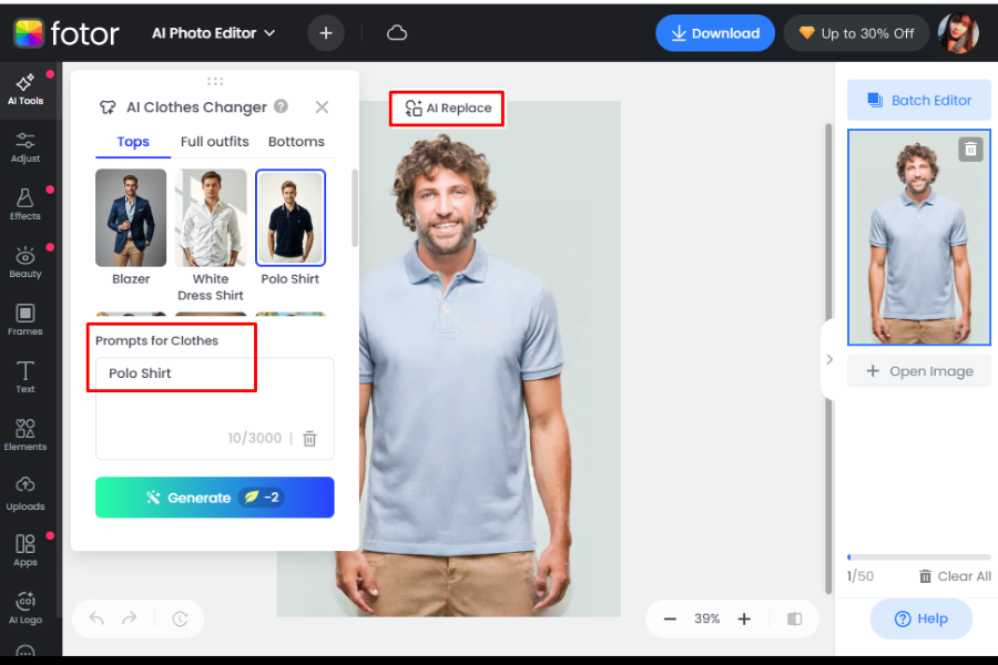 How to use Fotor AI clothes changer