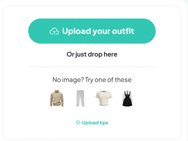 The upload button to input an outfit there