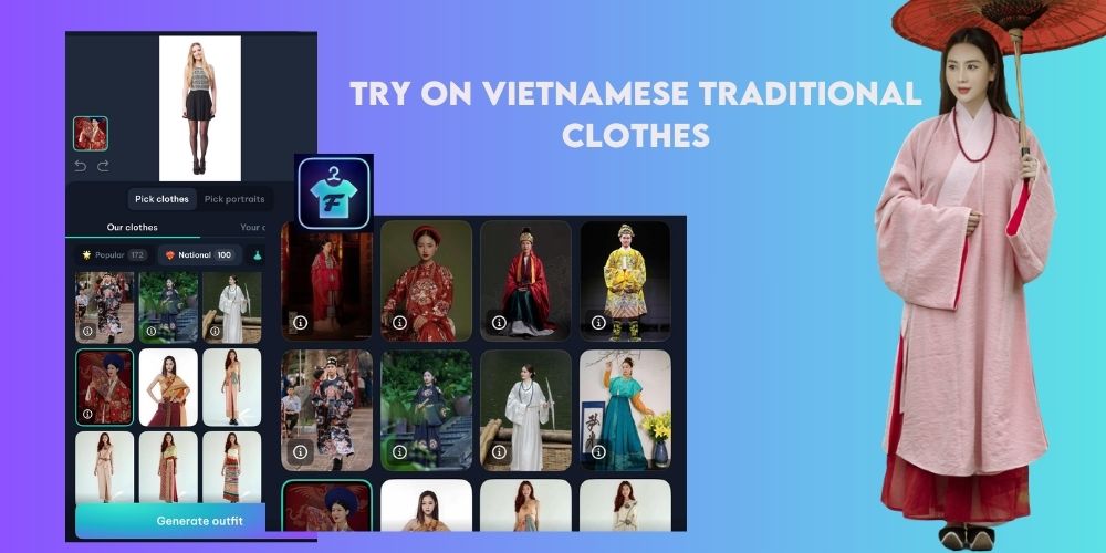 try on vietnamese traditonal dress