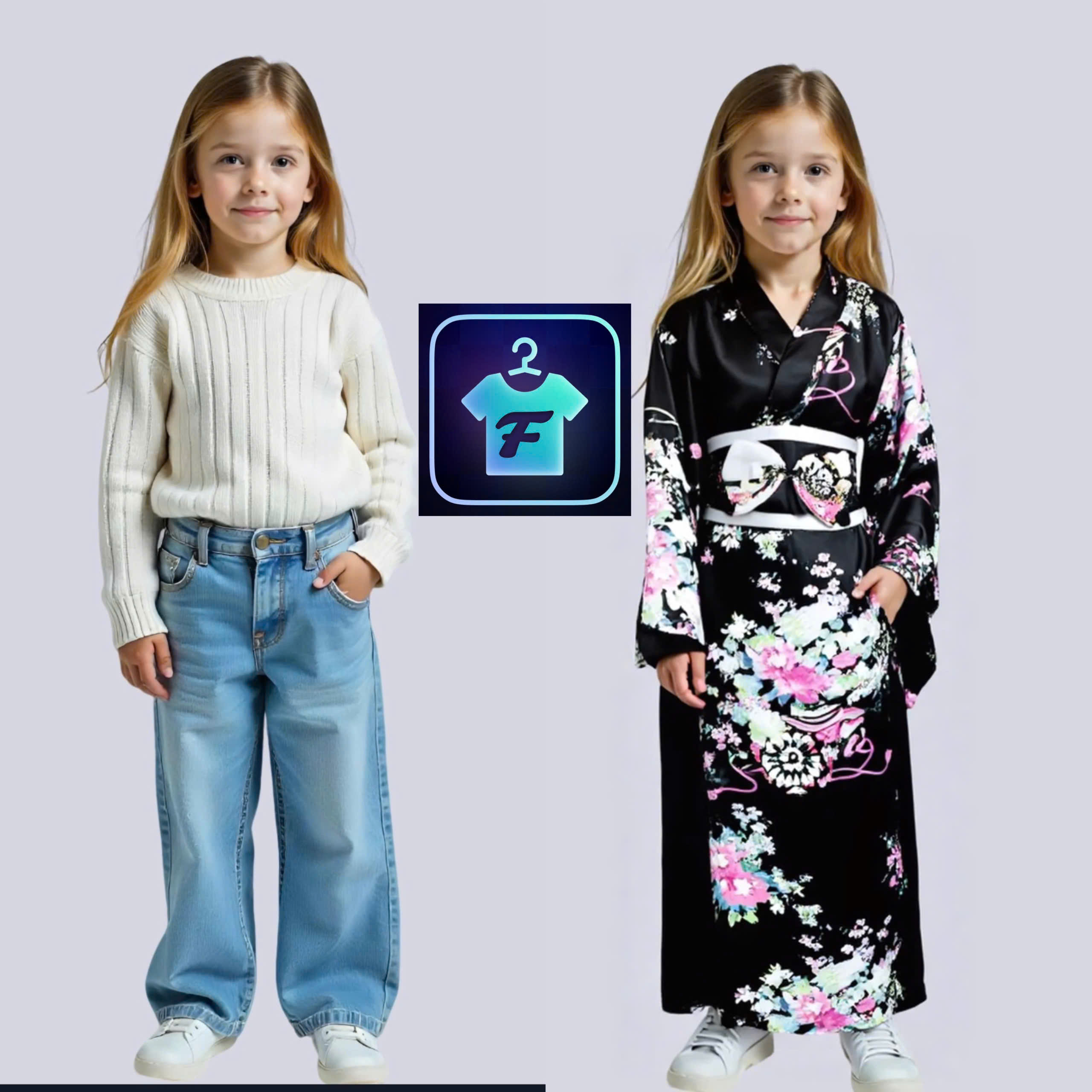 Cute kids with stunning kimonos photoshoot in just a few clicks with FitRoom